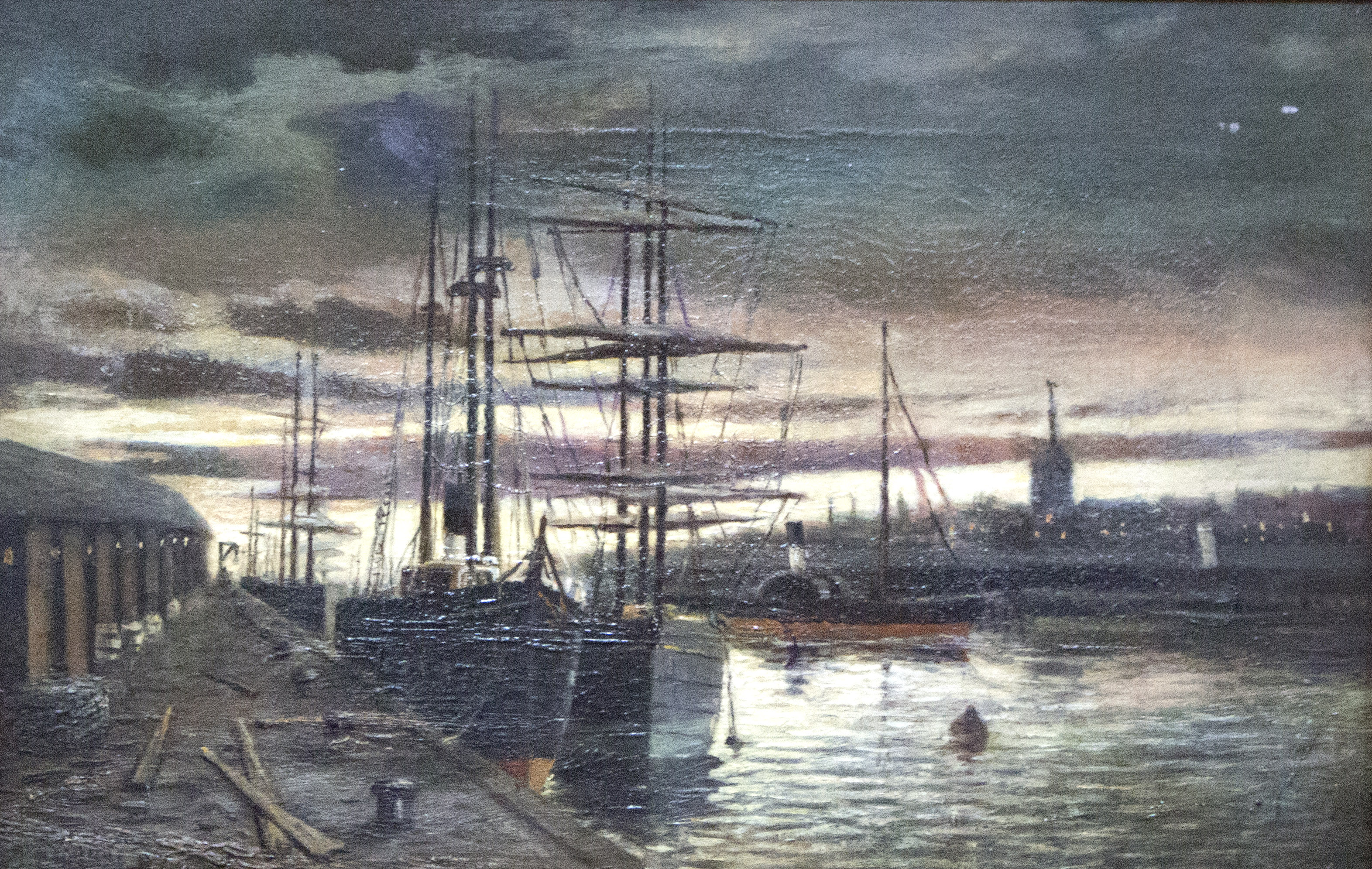 Scottish School, circa 1900/Ships in Harbour at Dusk/indistinctly signed McFarlane/oil on canvas,