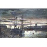 Scottish School, circa 1900/Ships in Harbour at Dusk/indistinctly signed McFarlane/oil on canvas,