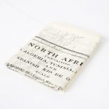 A WWII RAF pilot's 'escape' map printed on a silk handkerchief of North Africa, containing Morocco,