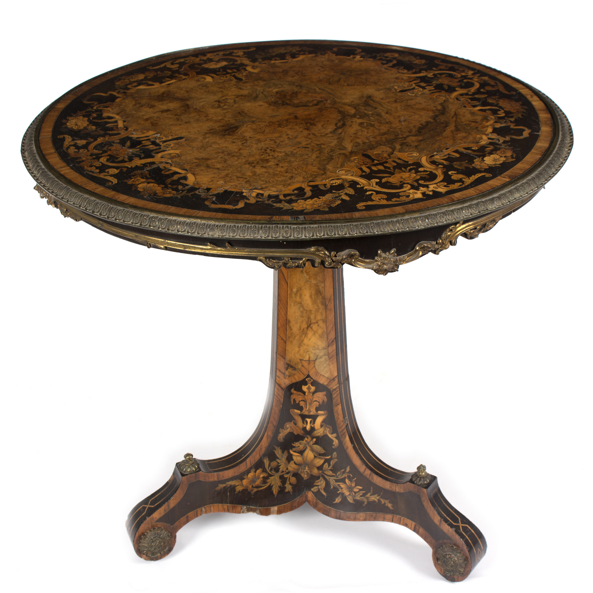A Victorian burr walnut and marquetry circular table, in the manner of Robert Blake, - Image 4 of 11
