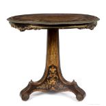 A Victorian burr walnut and marquetry circular table, in the manner of Robert Blake,