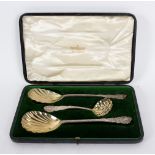 A pair of silver serving spoons, George Maudsley & David Fullerton, London 1899,