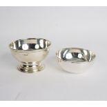 A circular silver bowl, AJ, Birmingham 1908 and another bowl, Birmingham 1930,