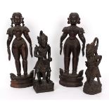 A pair of South Indian carved wood figures of Putali,