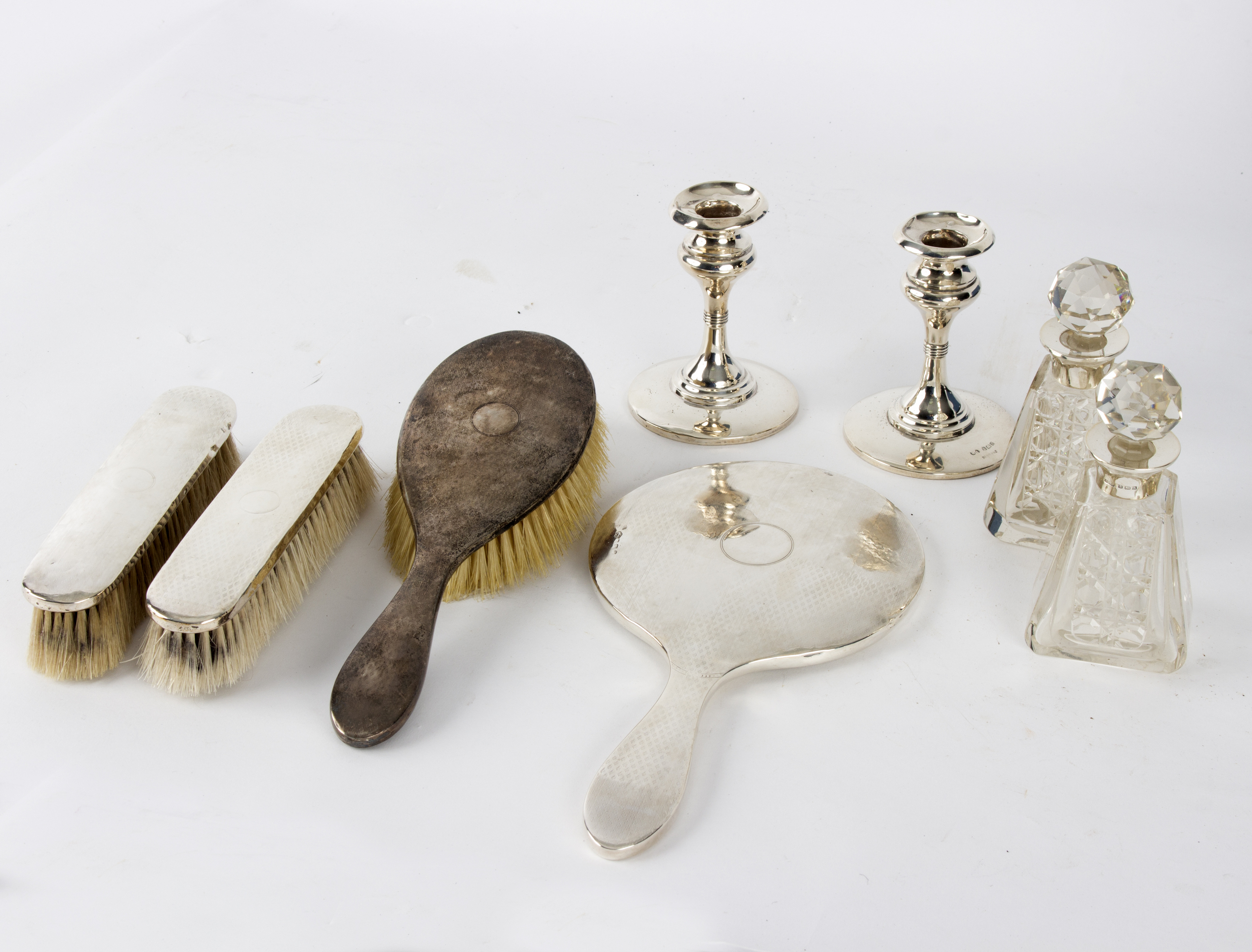 A pair of dressing table candlesticks, WA, Birmingham 1909, 10. - Image 2 of 2