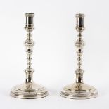 A pair of silver candlesticks, Richard Comyns, London 1930, of 18th Century design, weighted, 29.