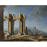 Attributed to Gennaro Greco (Italian 1663-1714)/Ruin by the Coast/oil on canvas,