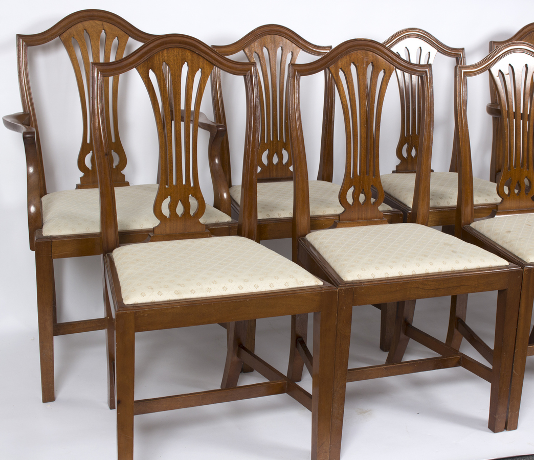 Eight 18th Century style mahogany dining chairs, - Image 2 of 4