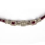 An Art Deco style ruby and diamond bracelet,