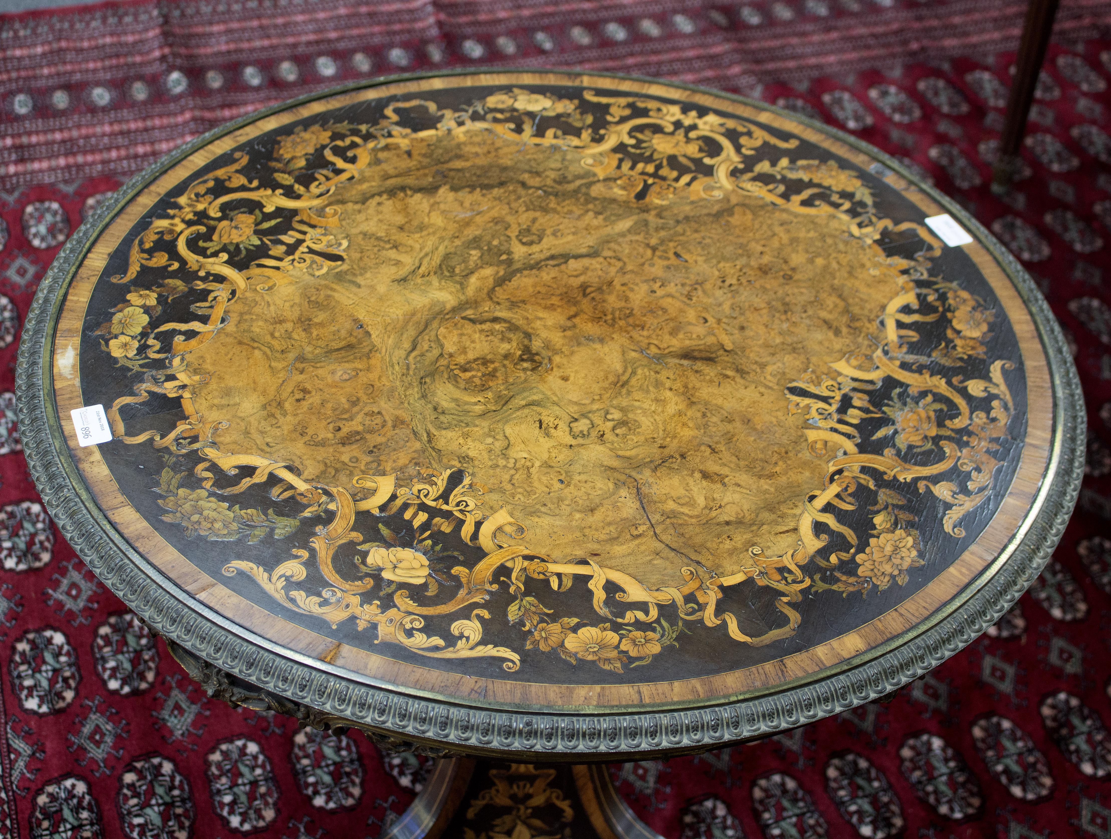 A Victorian burr walnut and marquetry circular table, in the manner of Robert Blake, - Image 5 of 11