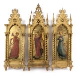 Late 19th Century Florentine School/Three Studies of Angels/oil and gilt on wooden panel,