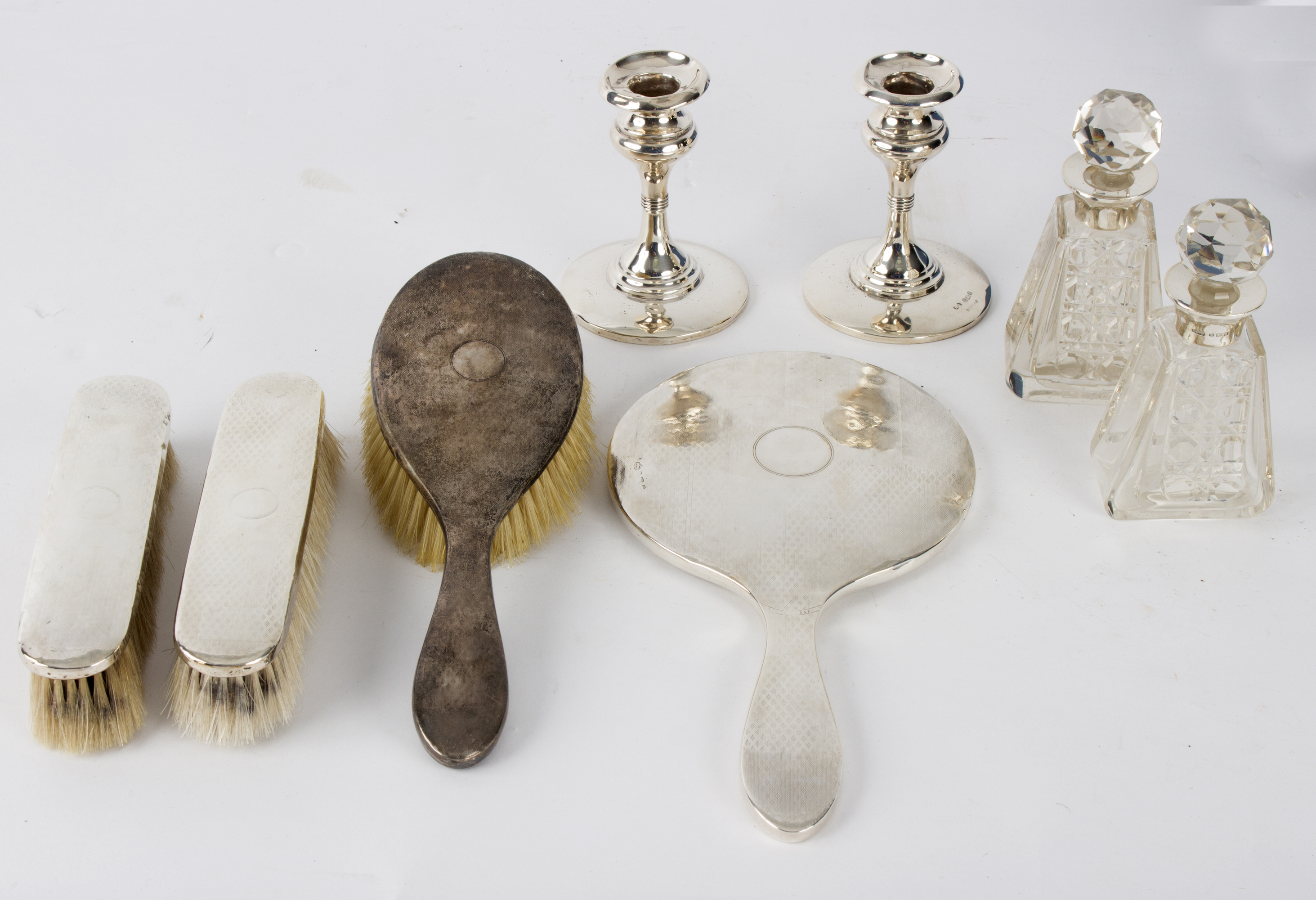 A pair of dressing table candlesticks, WA, Birmingham 1909, 10.