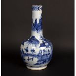 A Chinese blue and white bottle vase, painted with figures in landscapes,