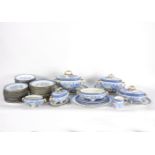 A Royal Worcester blue and white willow pattern dinner service,