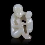 A pale celadon jade carving of a monkey with young, 18th/19th Century, 4.