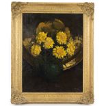 20th Century School/Yellow Chrysanthemums in a Vase/signed McLellan/oil on board, 54.