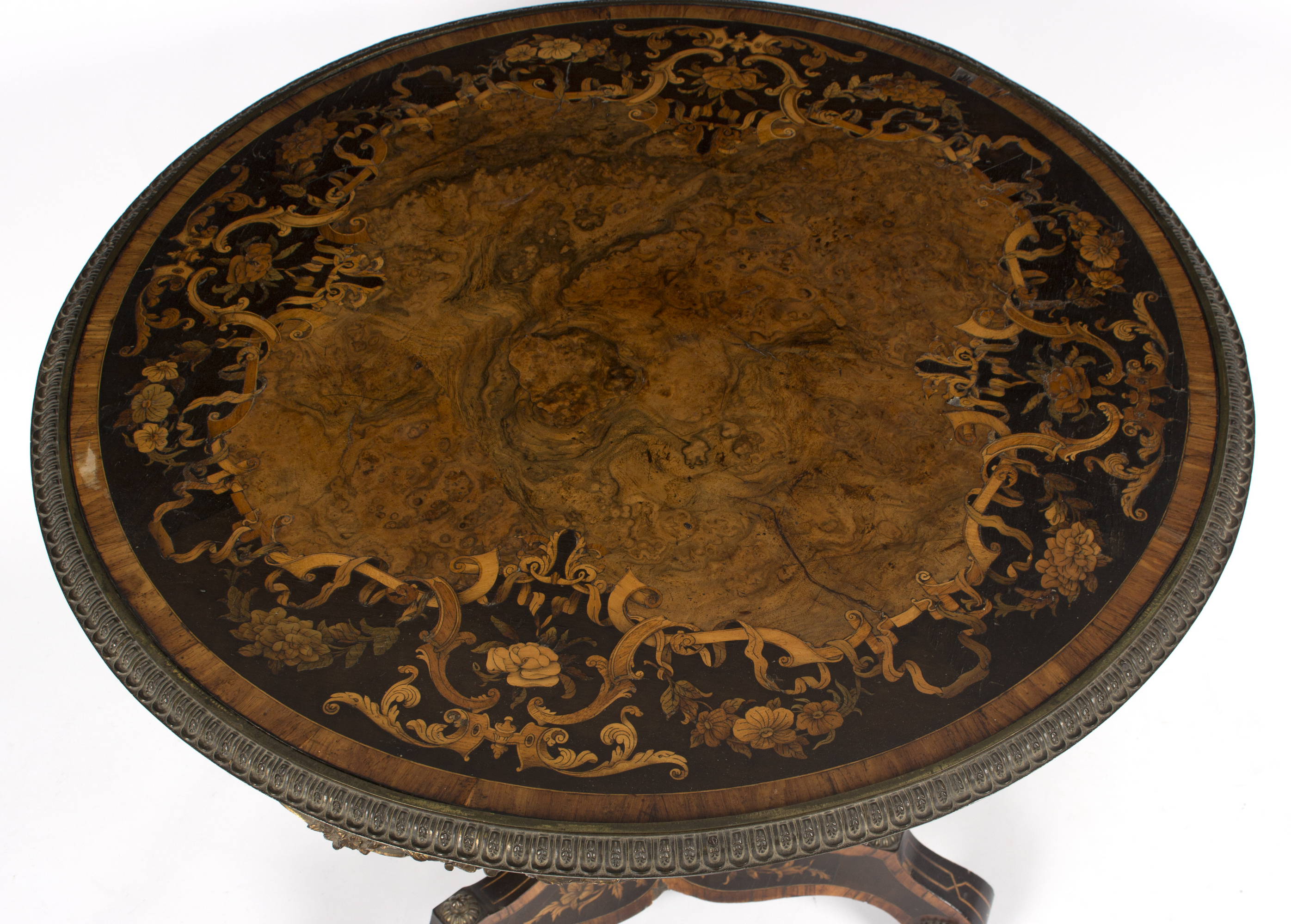 A Victorian burr walnut and marquetry circular table, in the manner of Robert Blake, - Image 2 of 11