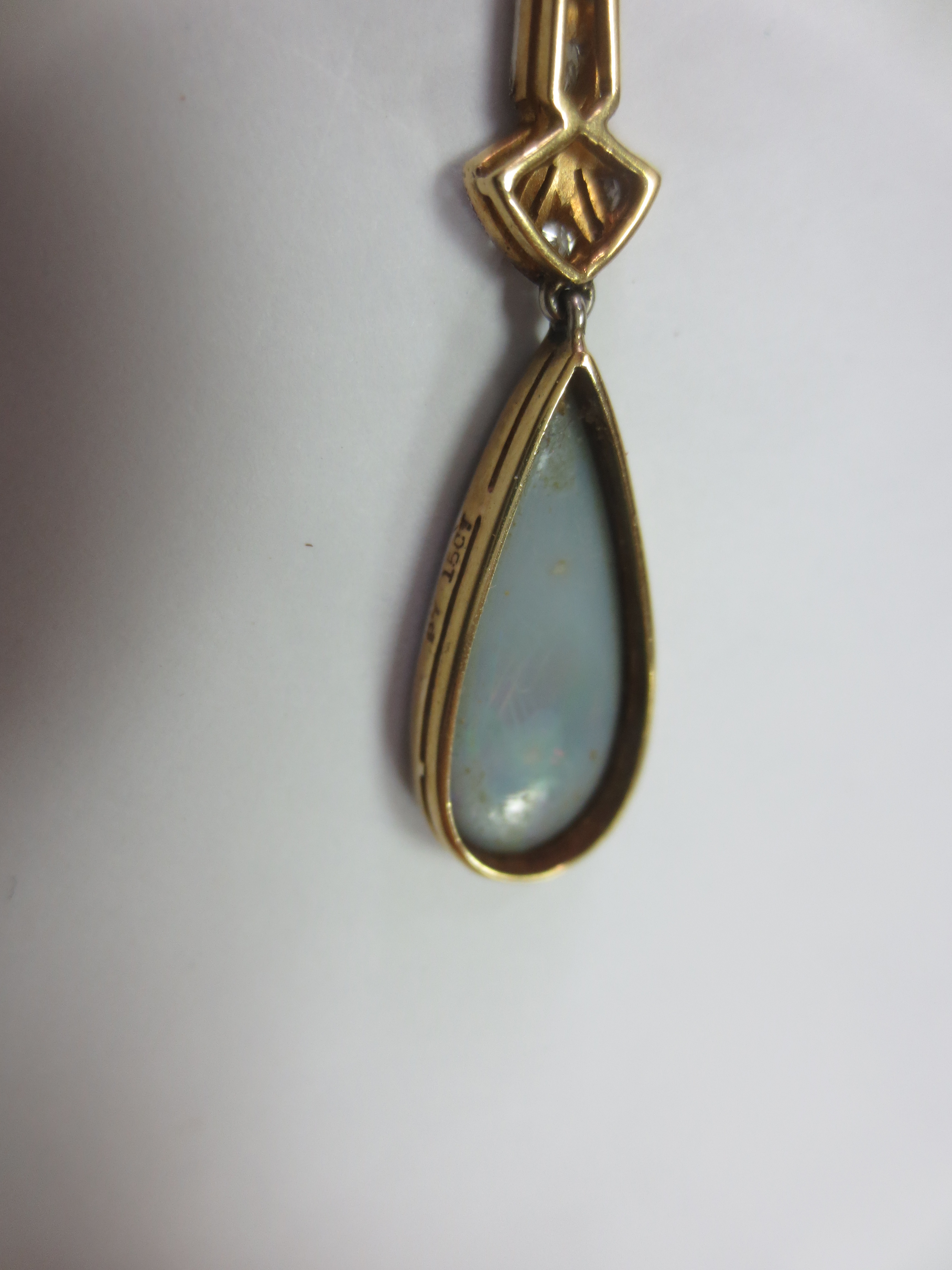 An Art Deco opal and diamond pendant, - Bild 3 aus 3