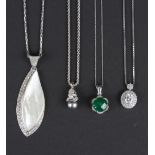 Four various gem pendants,
