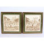 A pair of resin pictures, by D H Morton for Marcus Designs, depicting medieval processions, 34.