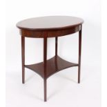 A mahogany and inlaid oval occasional table,