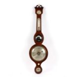 A mahogany banjo shaped barometer and thermometer by Arnoldi, Gloucester,