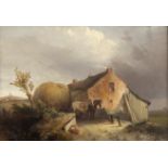 19th Century English School/Cottage with Hay Wagon/bears signature W Shayer/oil on board,