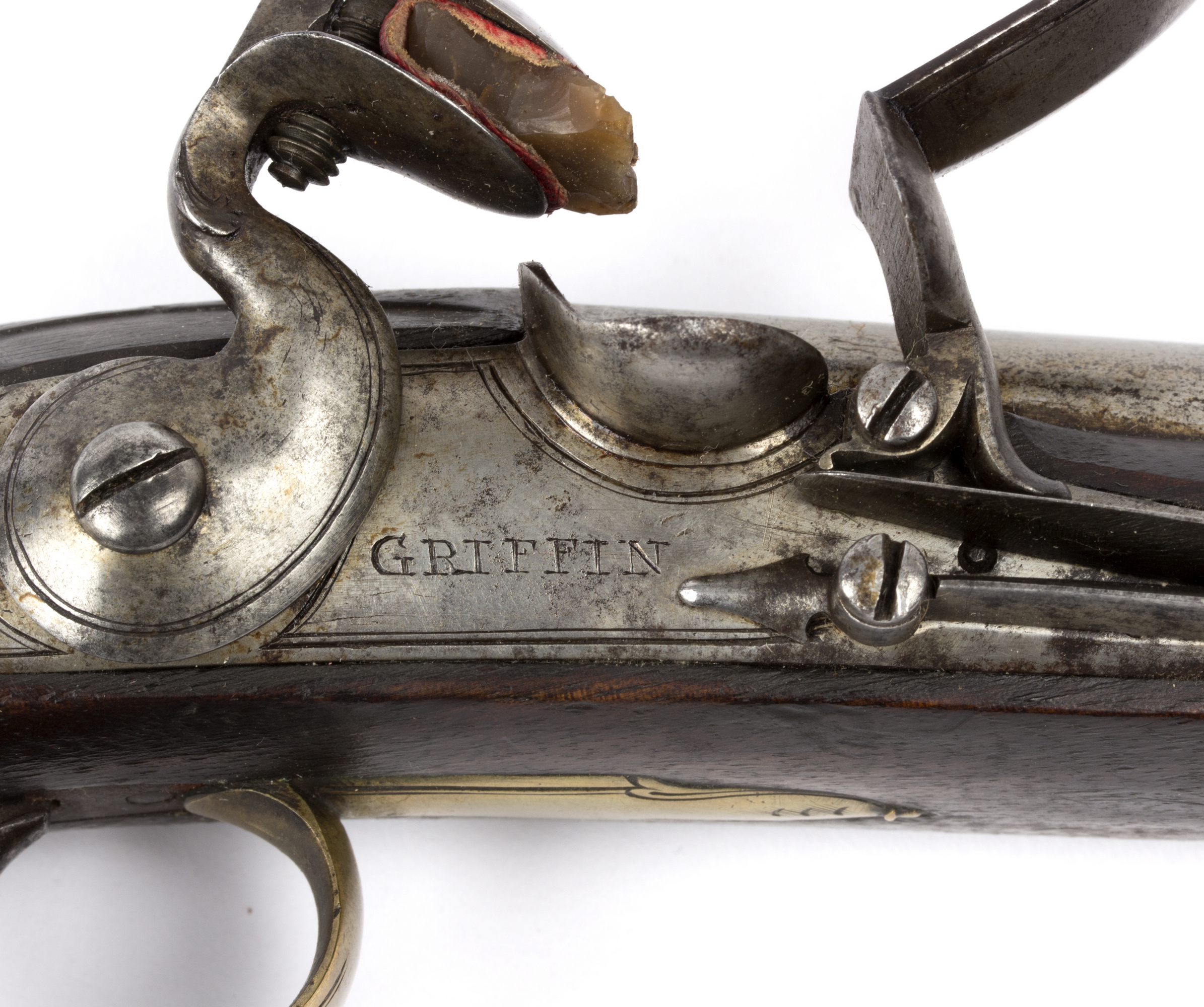 Two brass mounted flintlock pistols, Griffin, Bond St, London, - Bild 5 aus 6