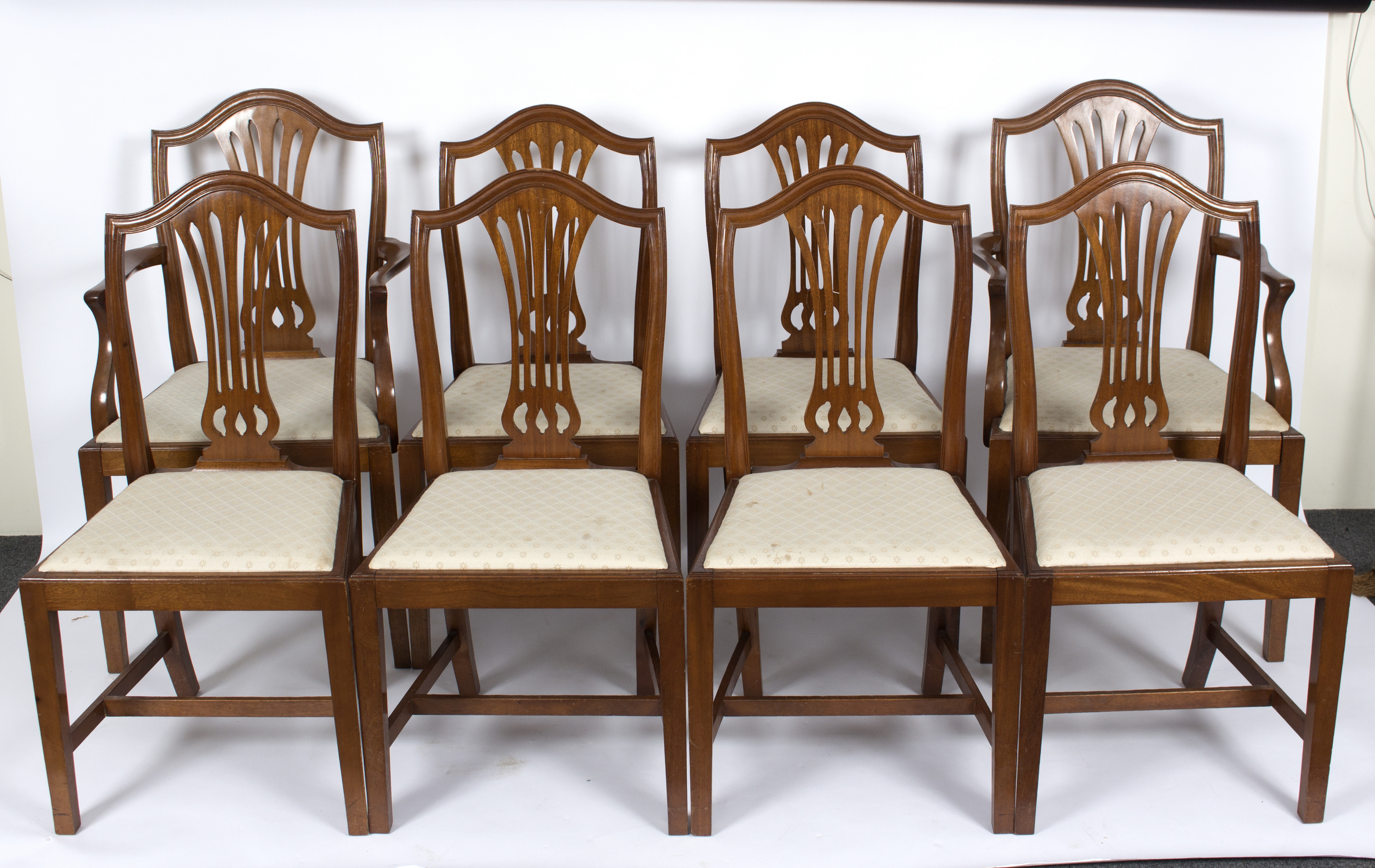 Eight 18th Century style mahogany dining chairs, - Image 3 of 4