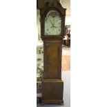 A 19th Century eight-day oak longcase clock, the painted dial with aperture and subsidiary dial,