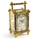 A gilt brass eight-day, hour repeat carriage clock in a chinoiserie case,