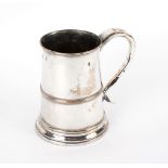 A Sheffield plate tankard with thread banding,