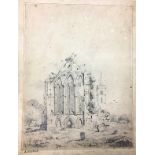 Attributed to John Flower (British 1793-1861)/Ruined Church/pencil drawing, 26cm x 19.