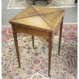 An Edwardian mahogany envelope card table fitted a drawer, on square taper legs, 49.