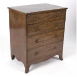A 19th Century mahogany chest, fitted four drawers on splay feet, 60.