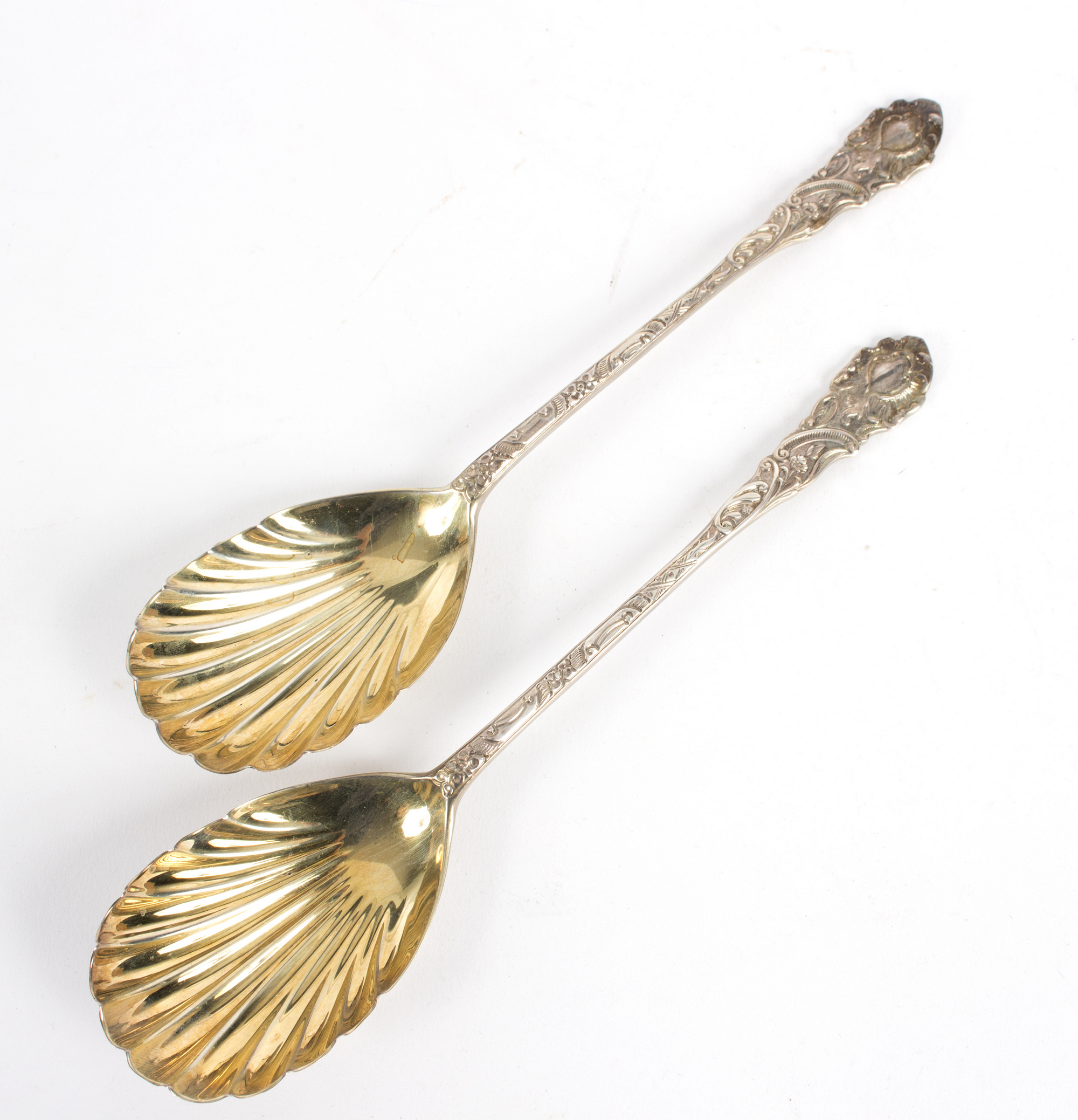 A pair of silver serving spoons, George Maudsley & David Fullerton, London 1899, - Image 2 of 2