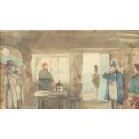 19th Century English School/Interior Scene with Napoleon and Officers/indistinctly signed JW