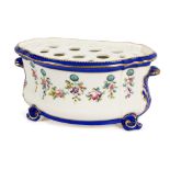 A Derby porcelain bough pot, circa 1790, with pierced cover,