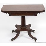 A Regency mahogany card table, crossbanded,