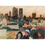 Hans Schwarz (Austrian 1922-2003)/City of London from Greenwich Park/mixed media,