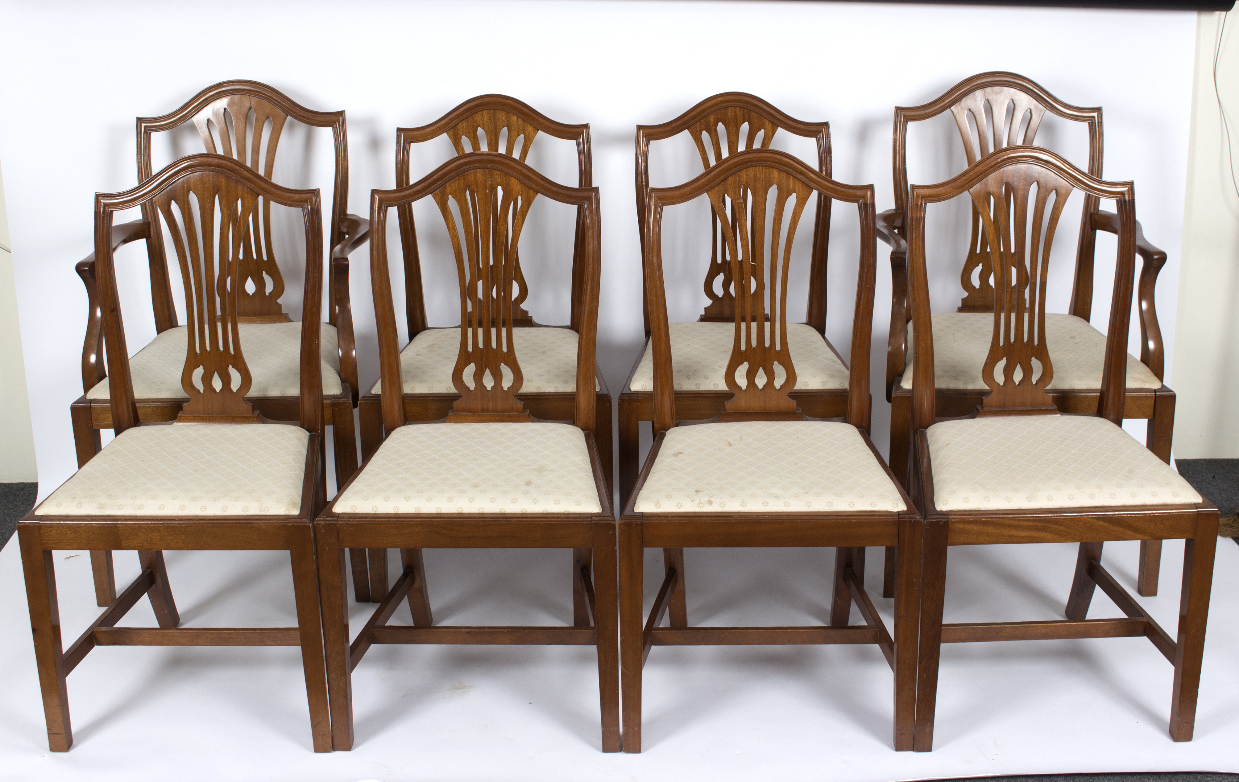 Eight 18th Century style mahogany dining chairs,