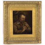 Manner of David Teniers/Man playing a Pipe/oil on oak panel, 24.