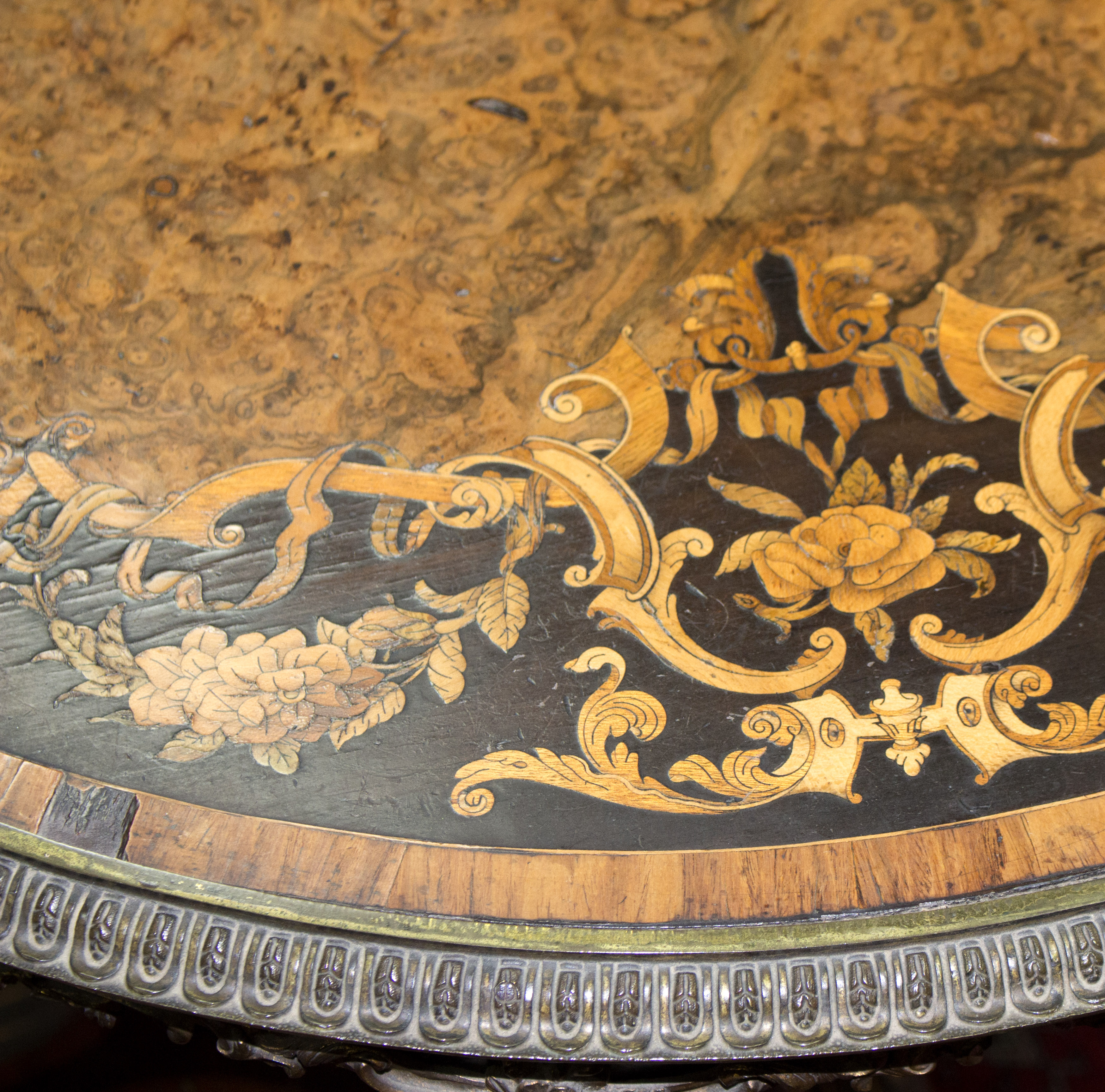 A Victorian burr walnut and marquetry circular table, in the manner of Robert Blake, - Image 8 of 11