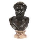 An Italian patinated bronze bust of a bearded Roman man, attributed to the Chiurazzi foundry Naples,