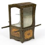 A painted miniature sedan chair display cabinet,