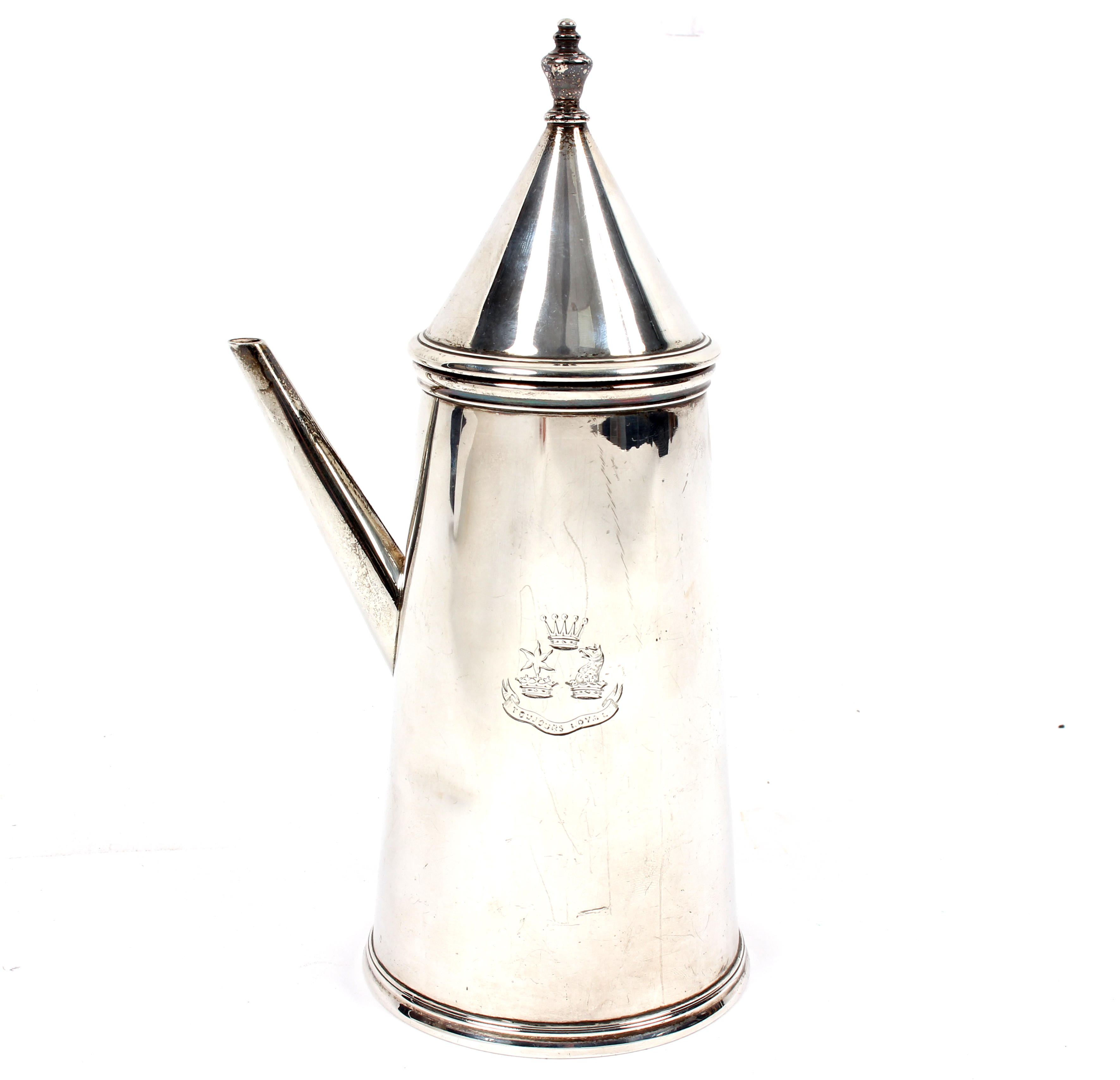 A silver tapered hot water pot, Daniel & John Wellby, London 1902,
