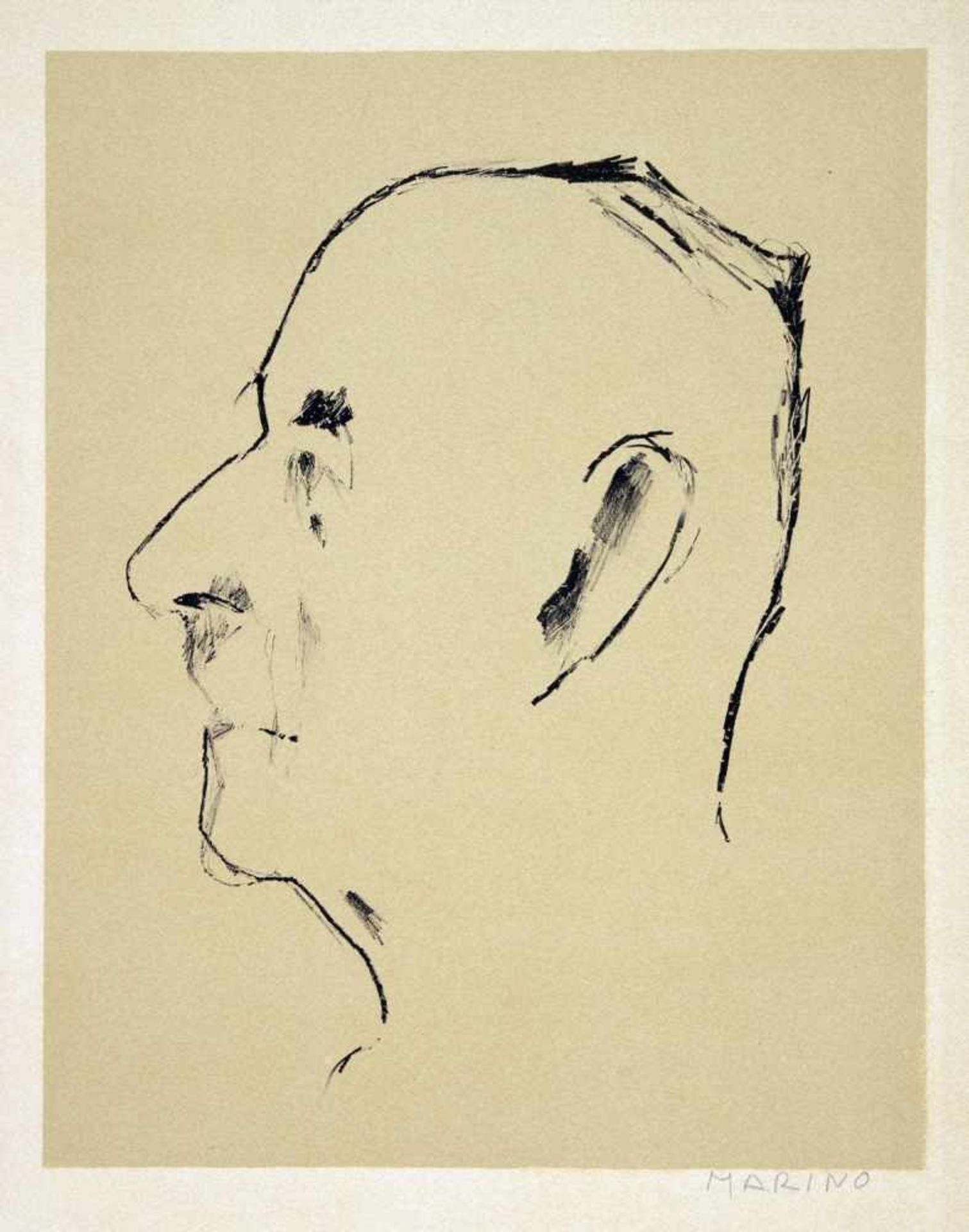 Marino Marini. Bildnis Thomas Mann.Farbige Lithographie. 1955. 33,5 : 26,5 cm (55 : 45 cm).