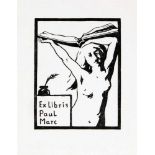 Exlibris - Franz Marc. Ex libris Paul Marc.Lithographie. 7,0 : 5,5 cm (9,9 : 7,7 cm). Die zweite