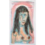 Otto Dix. Lachendes Mädchen.Farblithographie. 1964. 58,7 : 33,5 cm (76,0 : 51,8 cm). Unsignierter