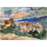 Werner Gilles. Porto dIschia.Aquarell. 1937. 31,3 : 44,0 cm. Signiert, datiert und mit Widmung